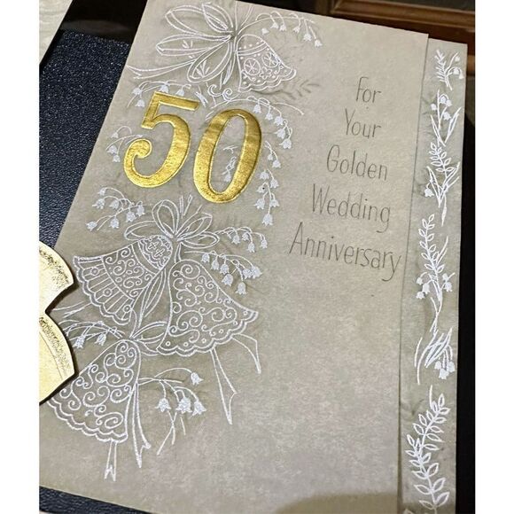 Vintage 1960s Greeting Card 50th Gold Wedding Anniversary Lot 5 Hallmark Gibson - Picture 3 of 11